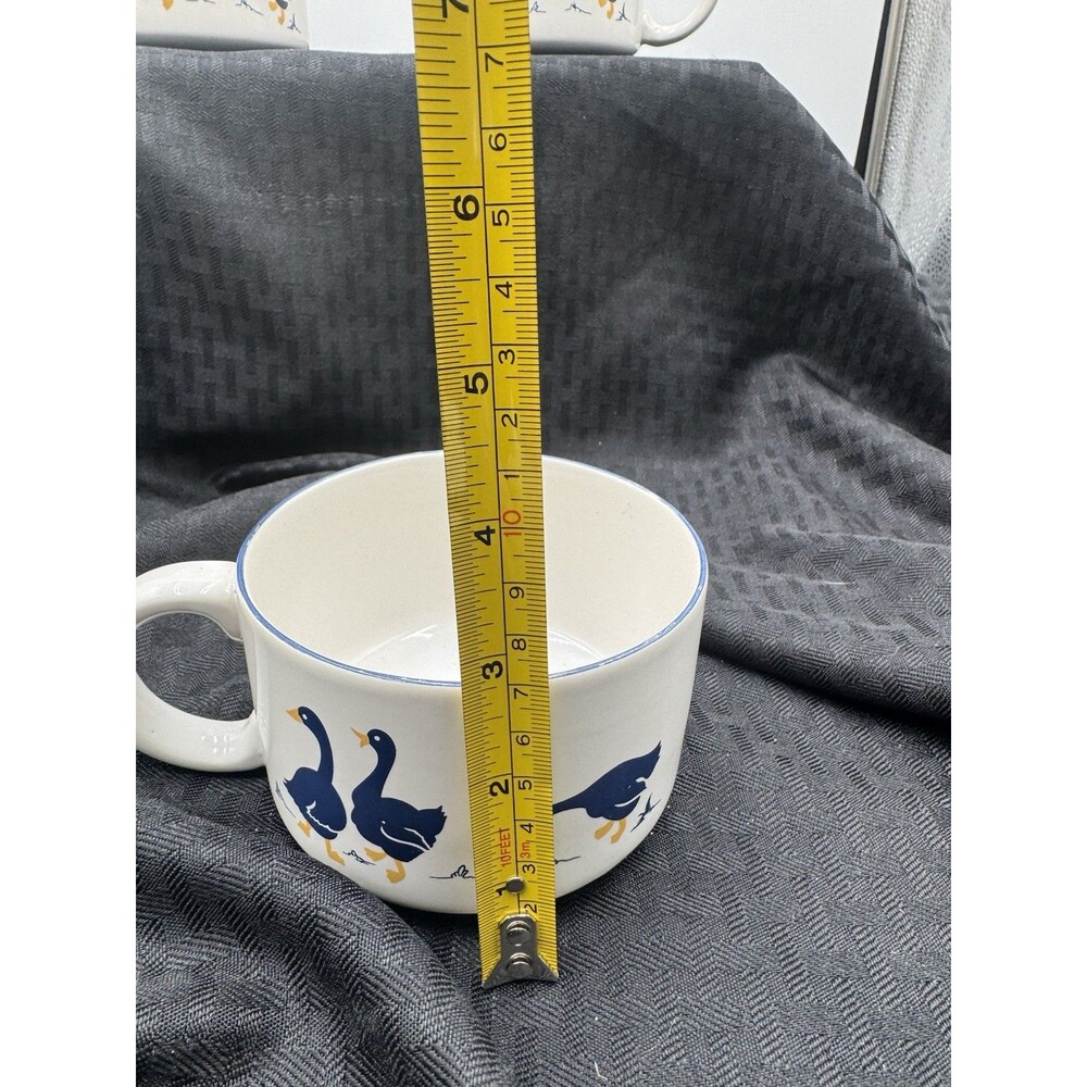 Vtg Set of 5 Blue & White ARTMARK Porcelain 16 oz GOOSE Soup Mug/Chili Bowl